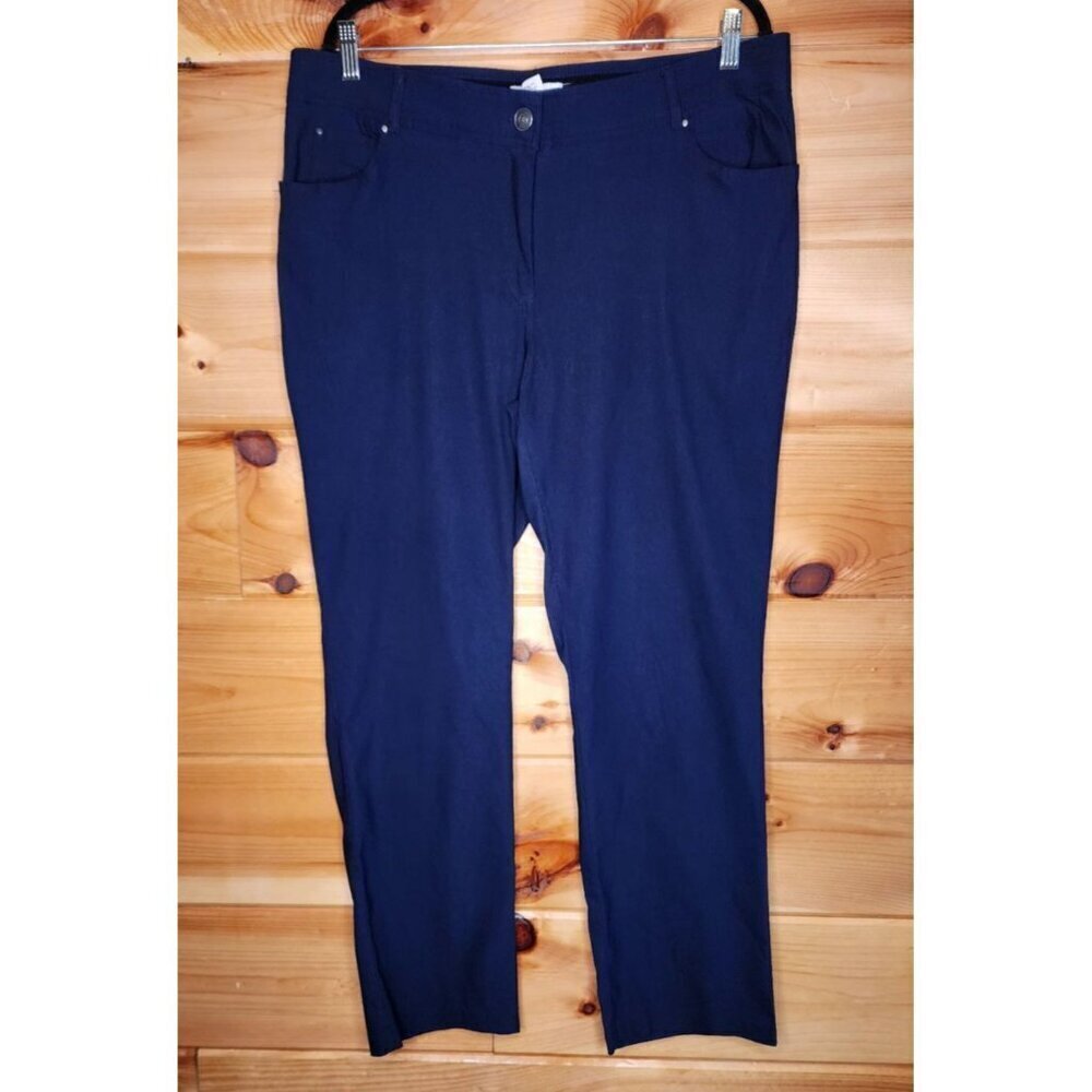 Retrology Women 18 Blue Pants Comfort Waist Stretch w/ Button and Zipper Close